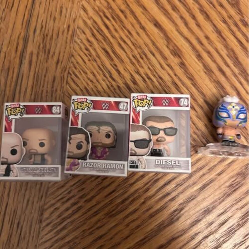 Funko Bitty Pop WWE Mini Figures Stone Cold, Razor Ramon, Diesel + Rey Mysterio